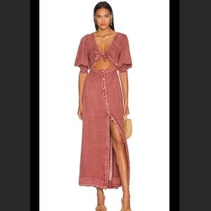 Free People String of Hearts Black Cutout Maxi Dress SMALL